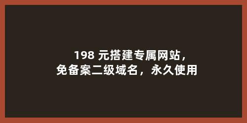 198 元搭建专属网站，免备案二级域名，永久使用